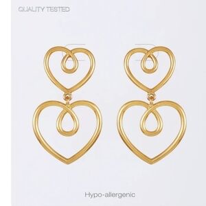Time And Tru Gold Tone Open Hearts Double Drop Pierced Earrings